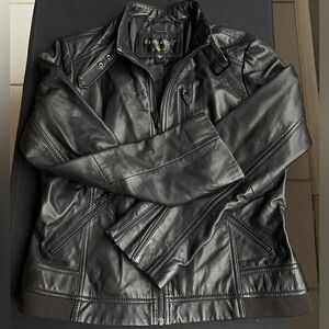 black leather jacket